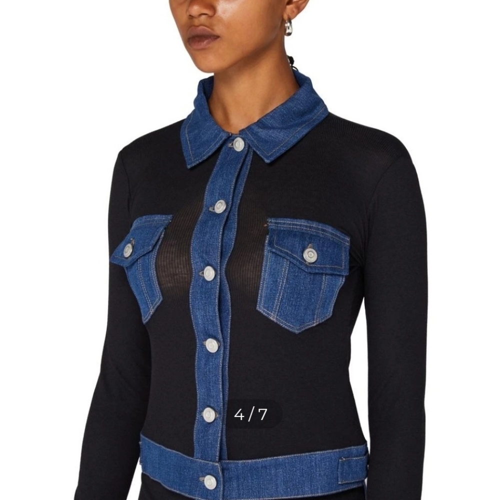 Ashley Stewart Elegant Denim Paneled Jacket Size 10/12 NWT.